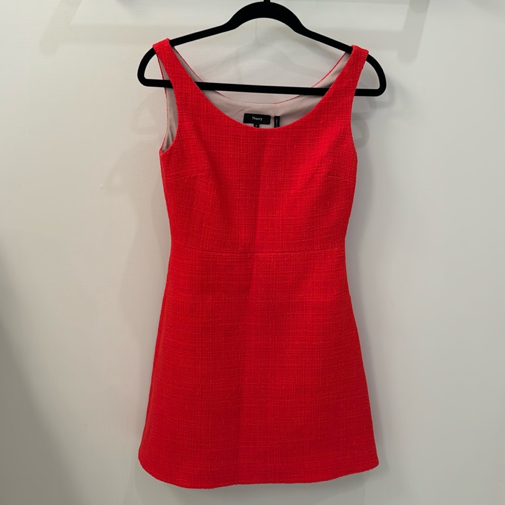 Theory Ballerina Neckline Mini Dress in Cotton Tweed